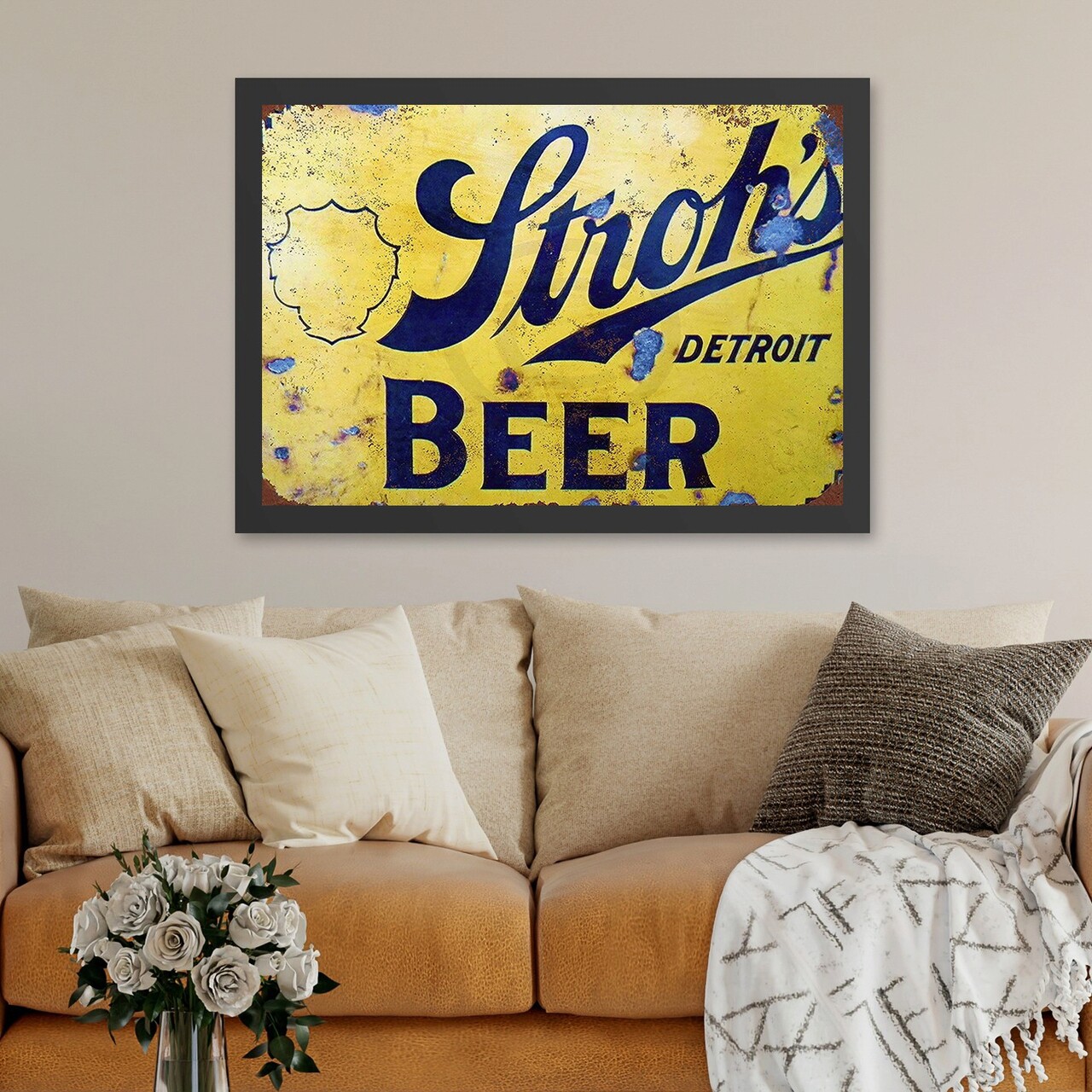 Tablou decorativ, Detroit Beer (55 x 75), Polistiren, Galben / Albastru închis - imagine 3